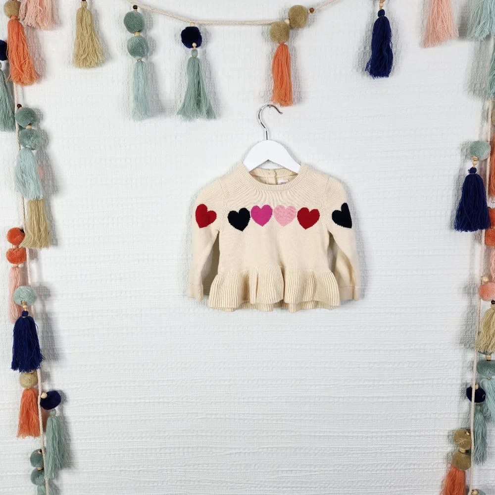 Gap Valentine's Heart Peplum Sweater